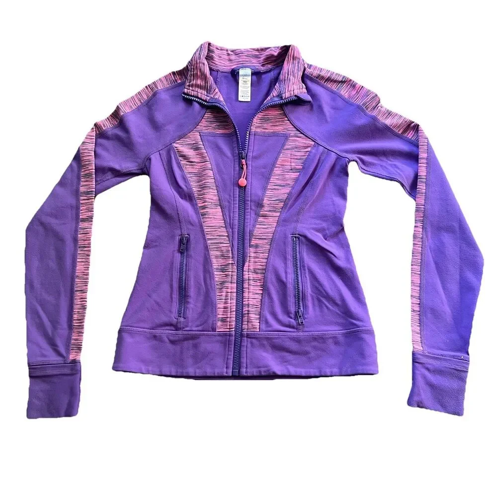 Ivivva Perfect Your Practice Jacket Purple Girls Size 10 Thumbhole Full Zipper‎